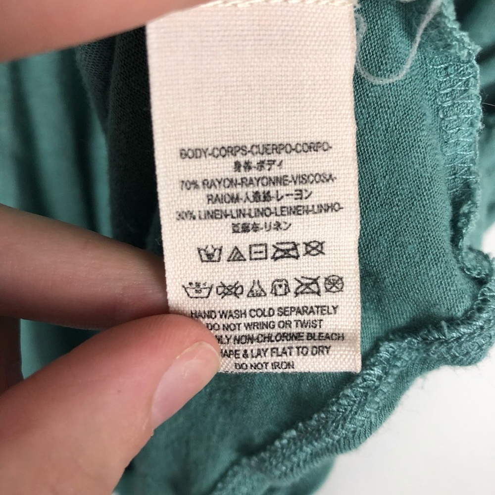 FREE PEOPLE flowy green babydoll top - Picture 4 of 5